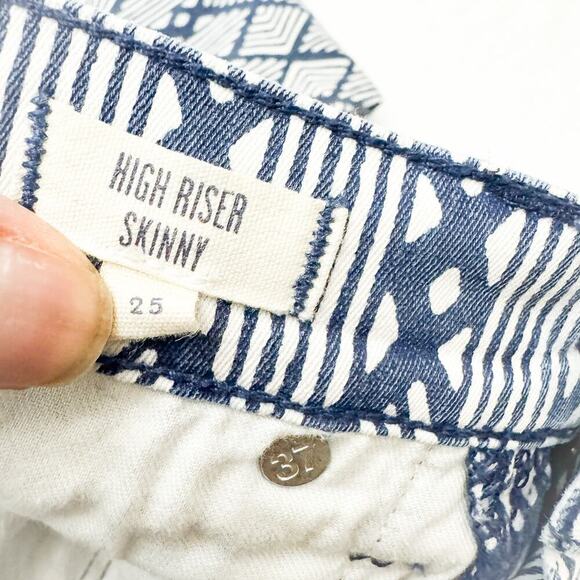 Madewell High Riser Skinny Patterned Blue Jean Denim Pants Size 25 - Picture 6 of 8